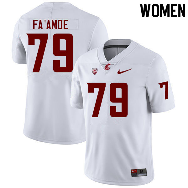 Women #79 Fa'alili Fa'amoe Washington State Cougars College Football Jerseys Sale-White
